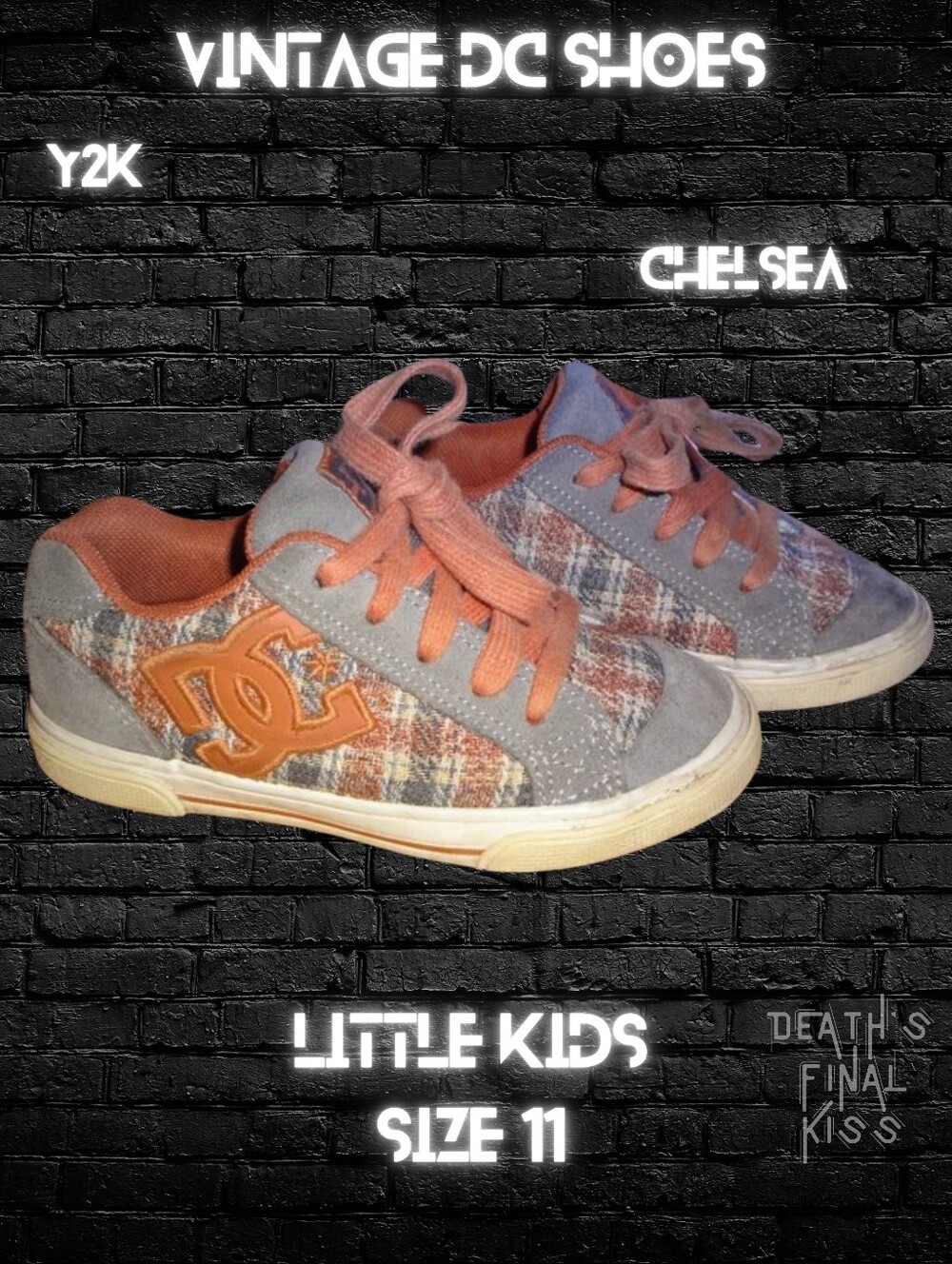 Vintage Y2K DC Shoes sparkly plaid Chelsea skate sneakers skateboard punk 11